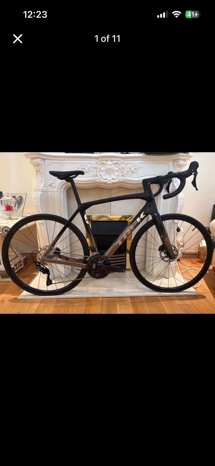 Dark Star to Bronze Age Fade Trek Domane SL 5 Gen 4 road bike, drive-side view
